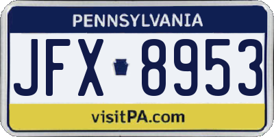 PA license plate JFX8953