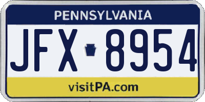PA license plate JFX8954