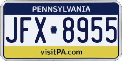 PA license plate JFX8955