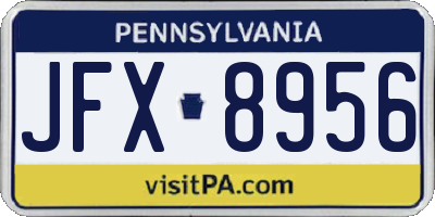 PA license plate JFX8956