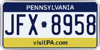 PA license plate JFX8958