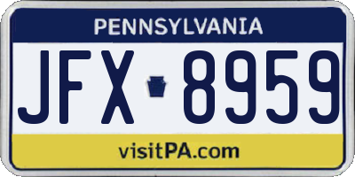PA license plate JFX8959