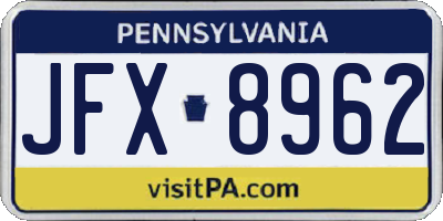 PA license plate JFX8962
