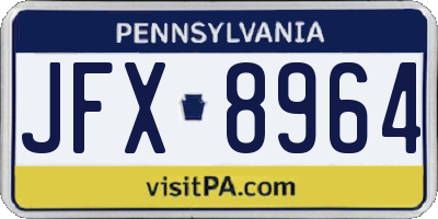 PA license plate JFX8964