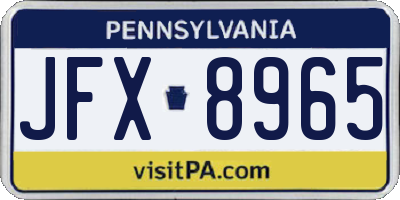 PA license plate JFX8965