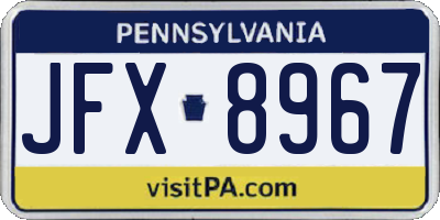 PA license plate JFX8967