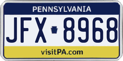 PA license plate JFX8968