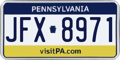 PA license plate JFX8971