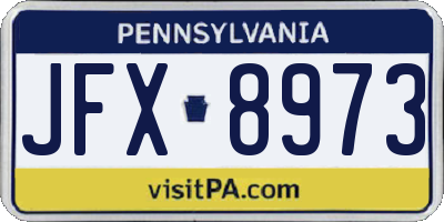 PA license plate JFX8973