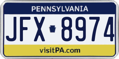 PA license plate JFX8974