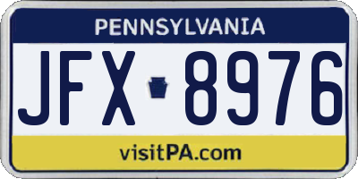 PA license plate JFX8976