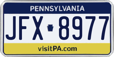 PA license plate JFX8977