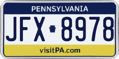 PA license plate JFX8978