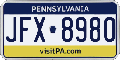 PA license plate JFX8980