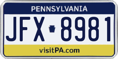 PA license plate JFX8981