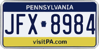 PA license plate JFX8984