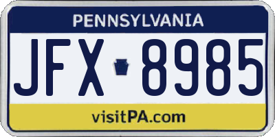 PA license plate JFX8985