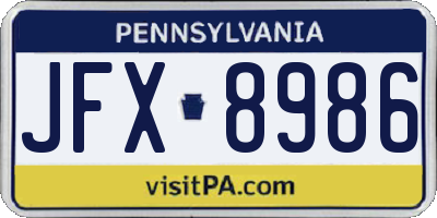 PA license plate JFX8986