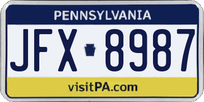 PA license plate JFX8987