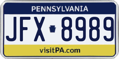PA license plate JFX8989