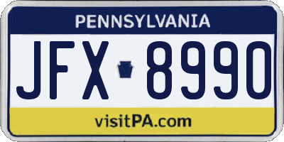 PA license plate JFX8990