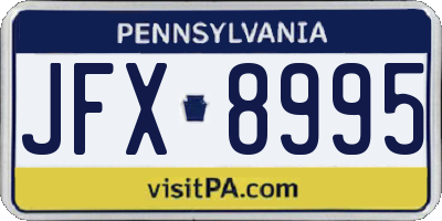 PA license plate JFX8995