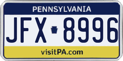 PA license plate JFX8996