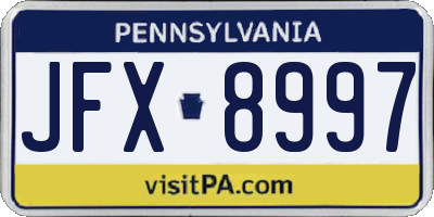 PA license plate JFX8997