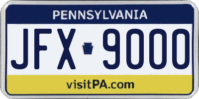 PA license plate JFX9000