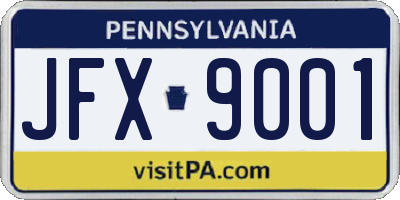 PA license plate JFX9001