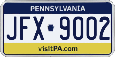 PA license plate JFX9002