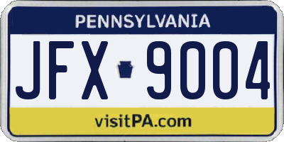 PA license plate JFX9004