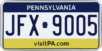 PA license plate JFX9005