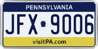 PA license plate JFX9006