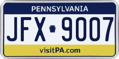 PA license plate JFX9007