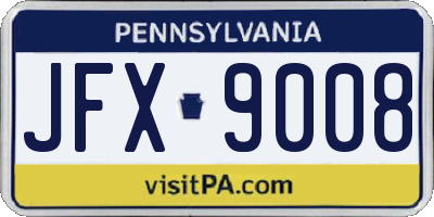 PA license plate JFX9008