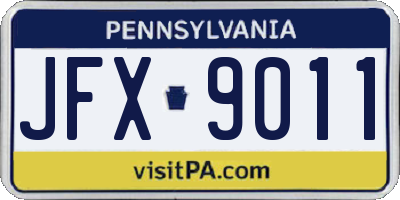 PA license plate JFX9011