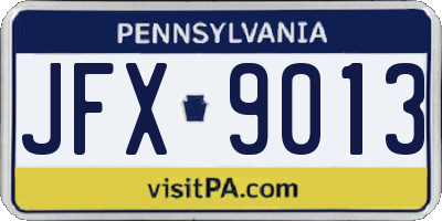 PA license plate JFX9013