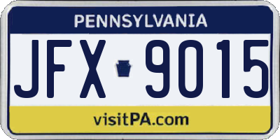 PA license plate JFX9015