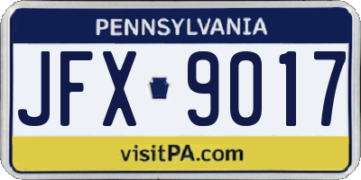 PA license plate JFX9017