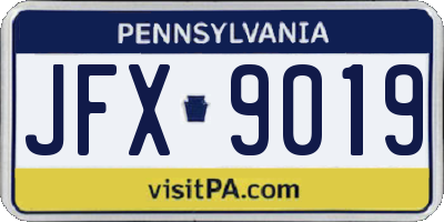 PA license plate JFX9019