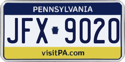 PA license plate JFX9020