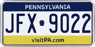 PA license plate JFX9022
