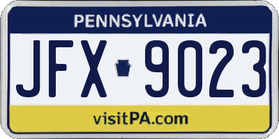 PA license plate JFX9023
