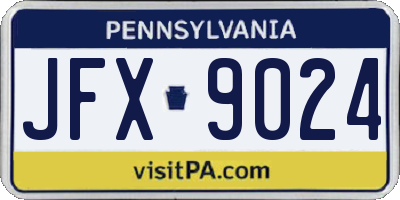PA license plate JFX9024