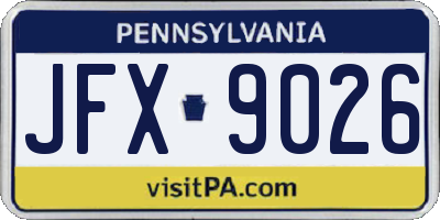 PA license plate JFX9026