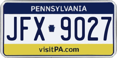 PA license plate JFX9027