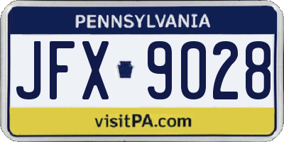 PA license plate JFX9028