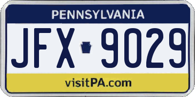 PA license plate JFX9029
