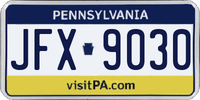 PA license plate JFX9030